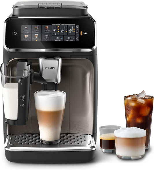 Series 3300 EP3347/90 Bean to Cup Coffee Machine – 6 Hot & Iced drinks, LatteGo Milk Frother, Fastest-to-Clean, 40% Quieter, Ceramic Grinder, Fully Automatic Espresso & Cappuccino maker